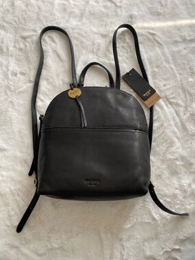 Matt & Nat Black Leatherette Mini Backpack